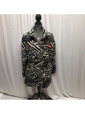 Koolaburra By UGG Sherpa Pullover Jacket Womens Size Medium Black White Shirt